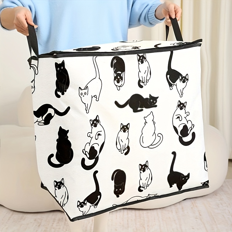 large capacity clothes storage bags cute black white kitten Temu