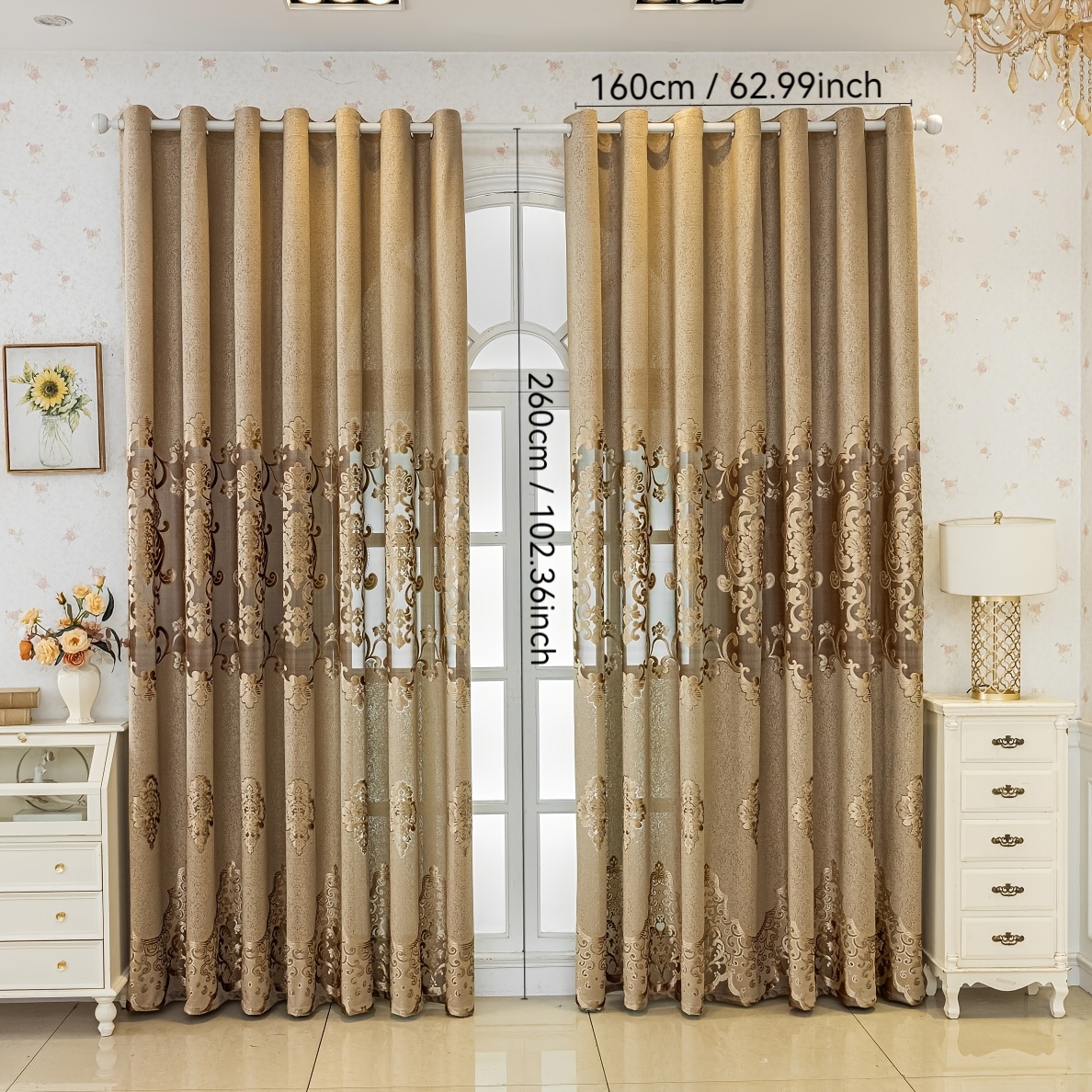 TEMU 1 Stück (exquisiter Jacquard) Fertigvorhang Fertig-. Geeignet für Wohnzimmer, Schlafzimmer, Arbeitszimmer, Homeoffice. Perforiert für einfache
