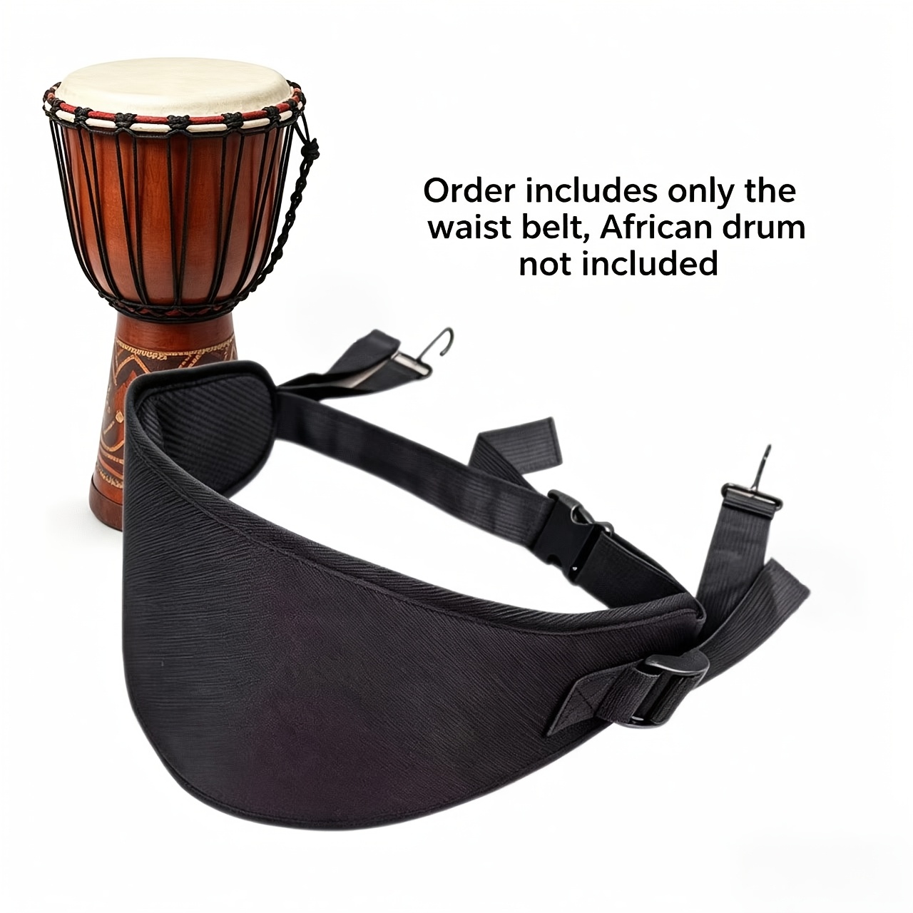 TEMU 1pc African Drum Waist Belt, Widened And Thickened, Adjustable Size, Universal And Portable, Labor-saving Belt, For African Drum Users