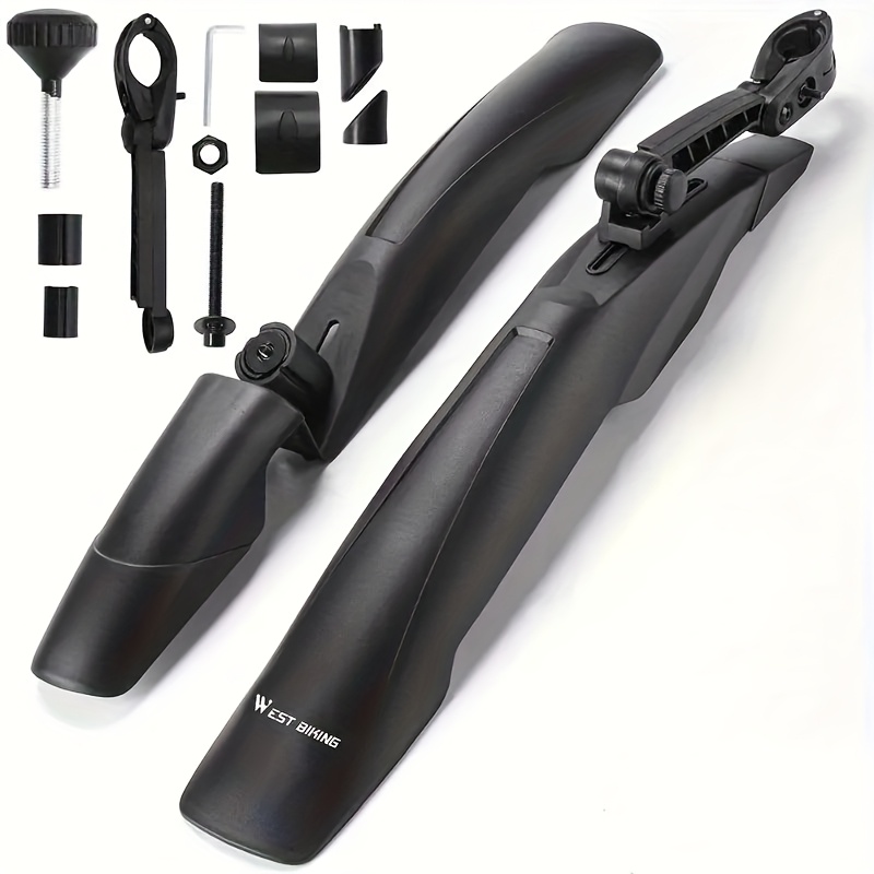 Image of Universal Bike Fenders, Adjustable Pa Nylon Mudguards For 26/27.5/29 Inch Mtb, Cycling Protection, Easy Clean, Quick Release - Black