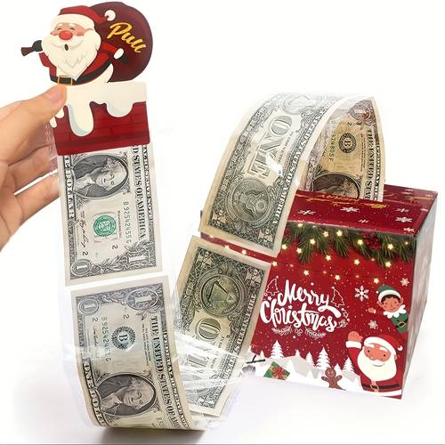 1pc 2pcs 3pcs christmas surprise box cash gift box with a small bag containing 30 transparent banknotes bags suitable for decoration and gifts