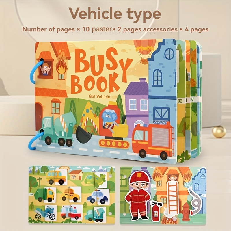 interactive busy book for   3 colorful educational   with gel vehicle theme enhances cognitive   skills features vibrant illustrations   activities educational toys for winterchristmas stocking stuffers