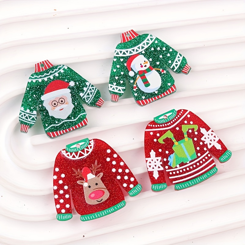 

Crafting, Sansango 8pcs Acrylic Christmas Charm Set - Sweater, Elk & Snowman Designs For And Keychains