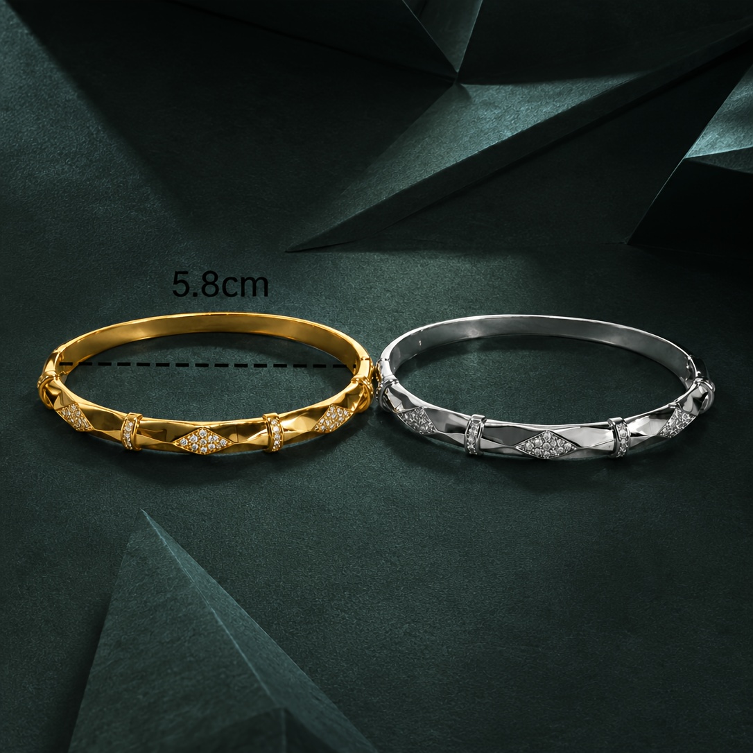 Full-Pave Bangle for Women with Segmented Snake-Scale Design