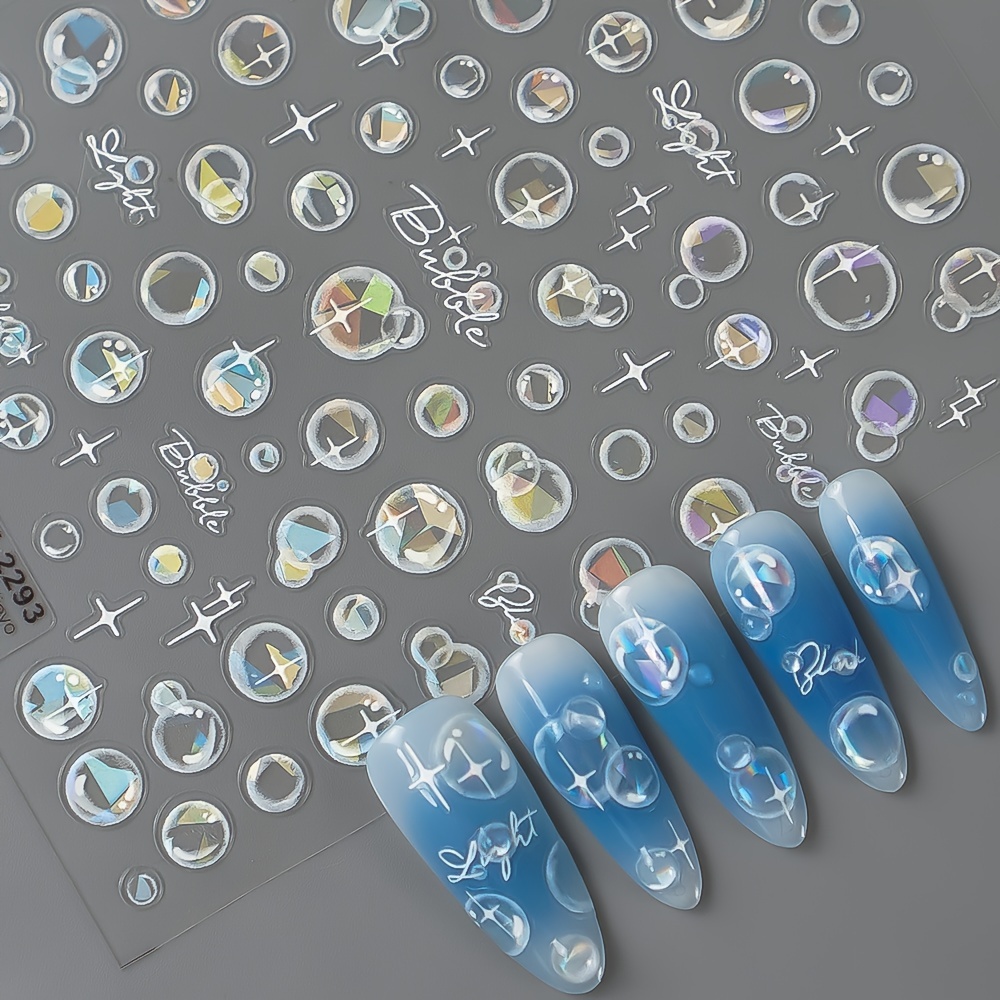 

5d Embossed Polka Dot Nail Art Stickers - Self-adhesive, Sparkle For Diy Manicure & Pedicure