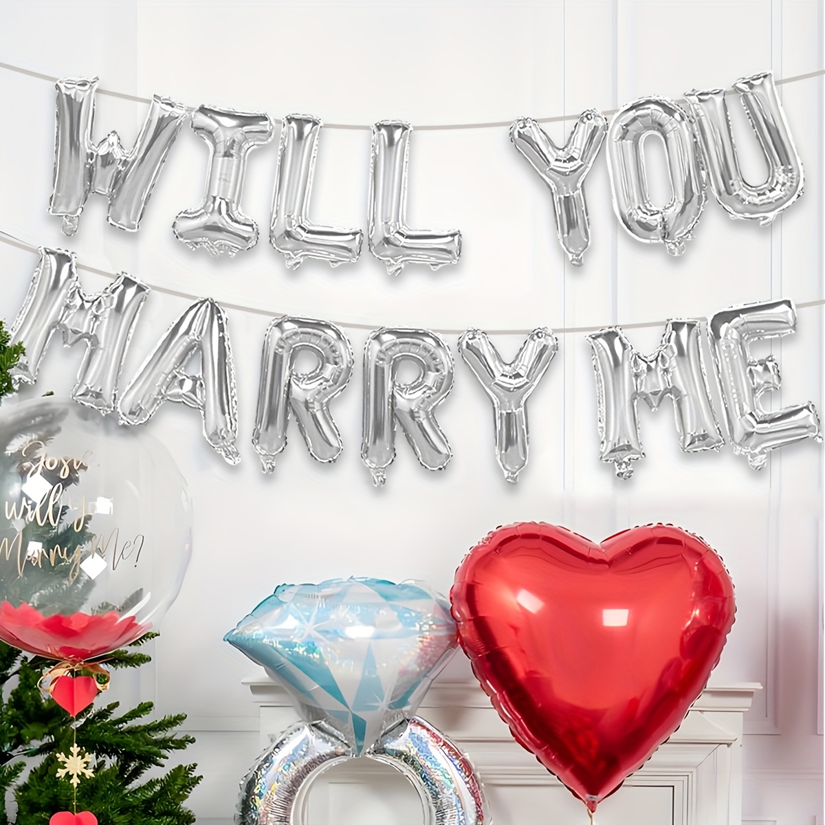 2 Palloncini Per Matrimonio In Alluminio: Sposa E Sposo + Cuore Love - Decorazioni Per Feste E Fotografia Romantica - 2