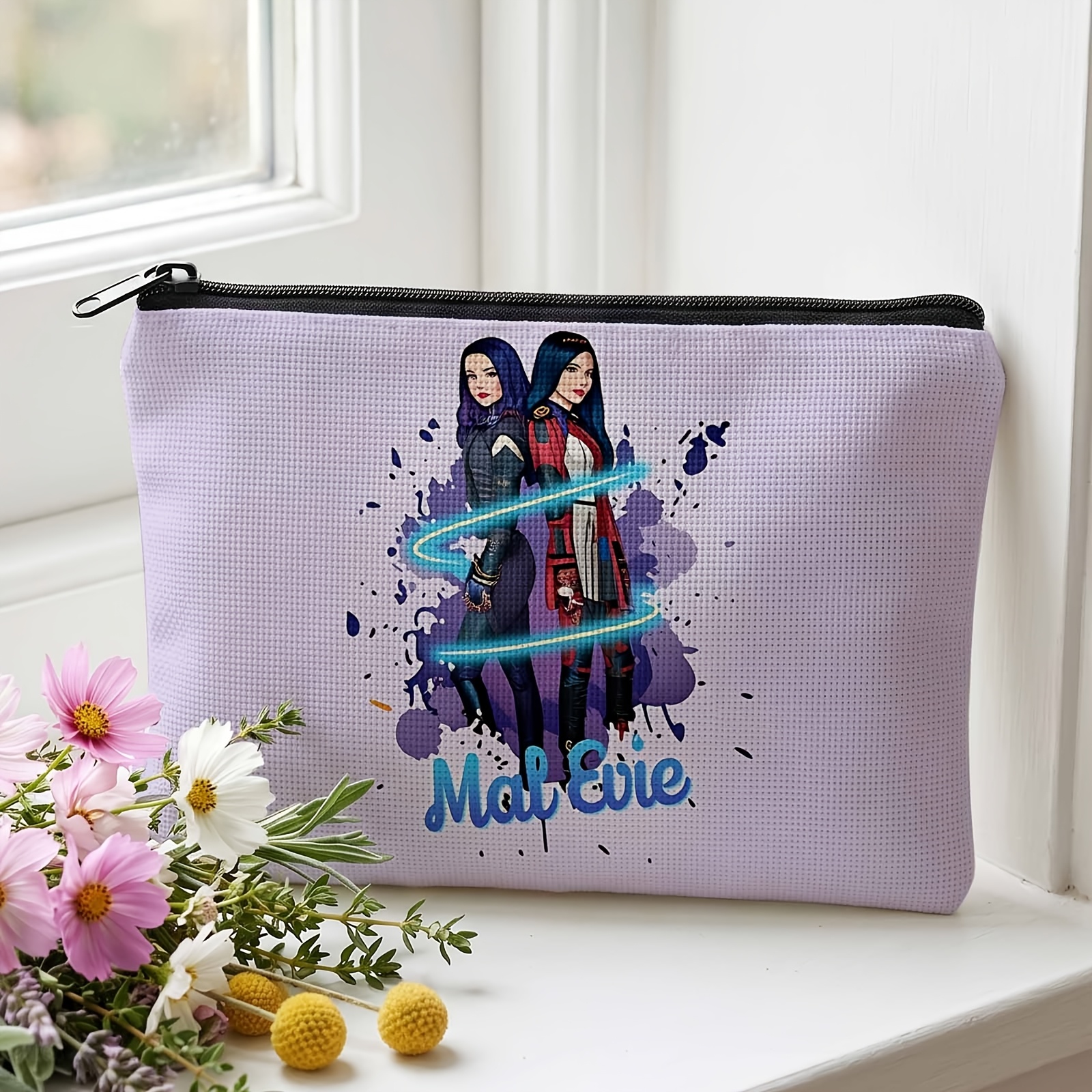TEMU 1pc Durable Cosmetic Bag With Mal And Pattern, Travel Toiletry Bag & Storage Pouch, Perfect For Daily Cosmetics Organizing, Ideal Gift For