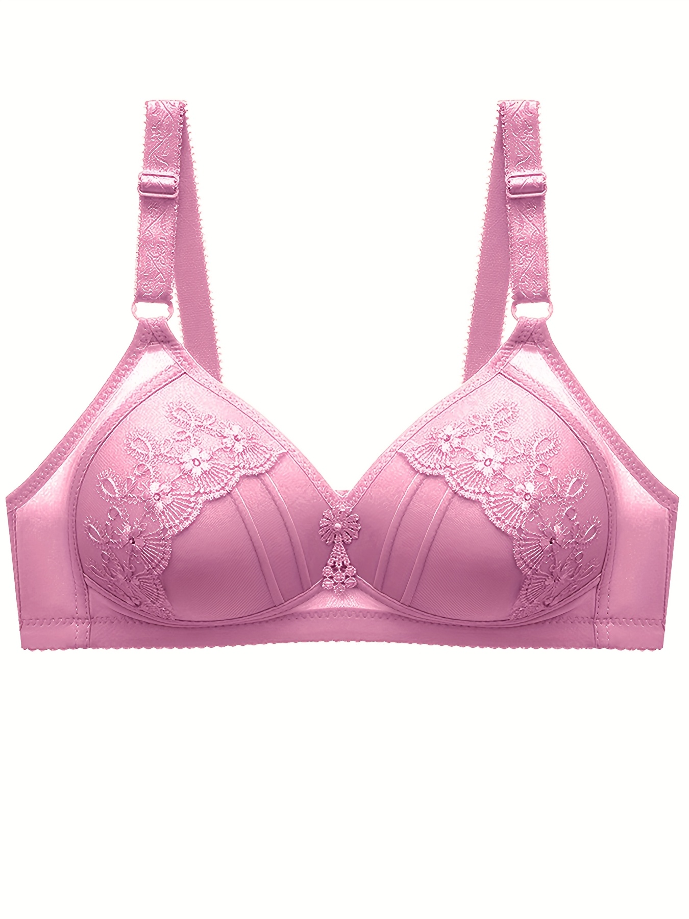 2pcs breathable gathered brassiere without steel ring for moms non magnetic thin cup glossy obese female bra   medium stretch fabric solid color with contrast lace detailing everyday   gathered bra design nonmagnetic bra bras for moms Product details 7