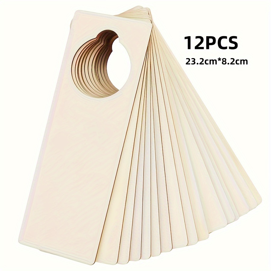 Image of 12-pack Wooden Hanging Signs Laser Cut Door Handle Warm Reminder Signs Hand Painting Message Boards