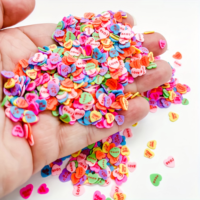 

Polymer Clay Conversation Heart Art Decoden - 0.88oz 5mm Pastel Glitter Charms For Slime, Unscented Armor Effect