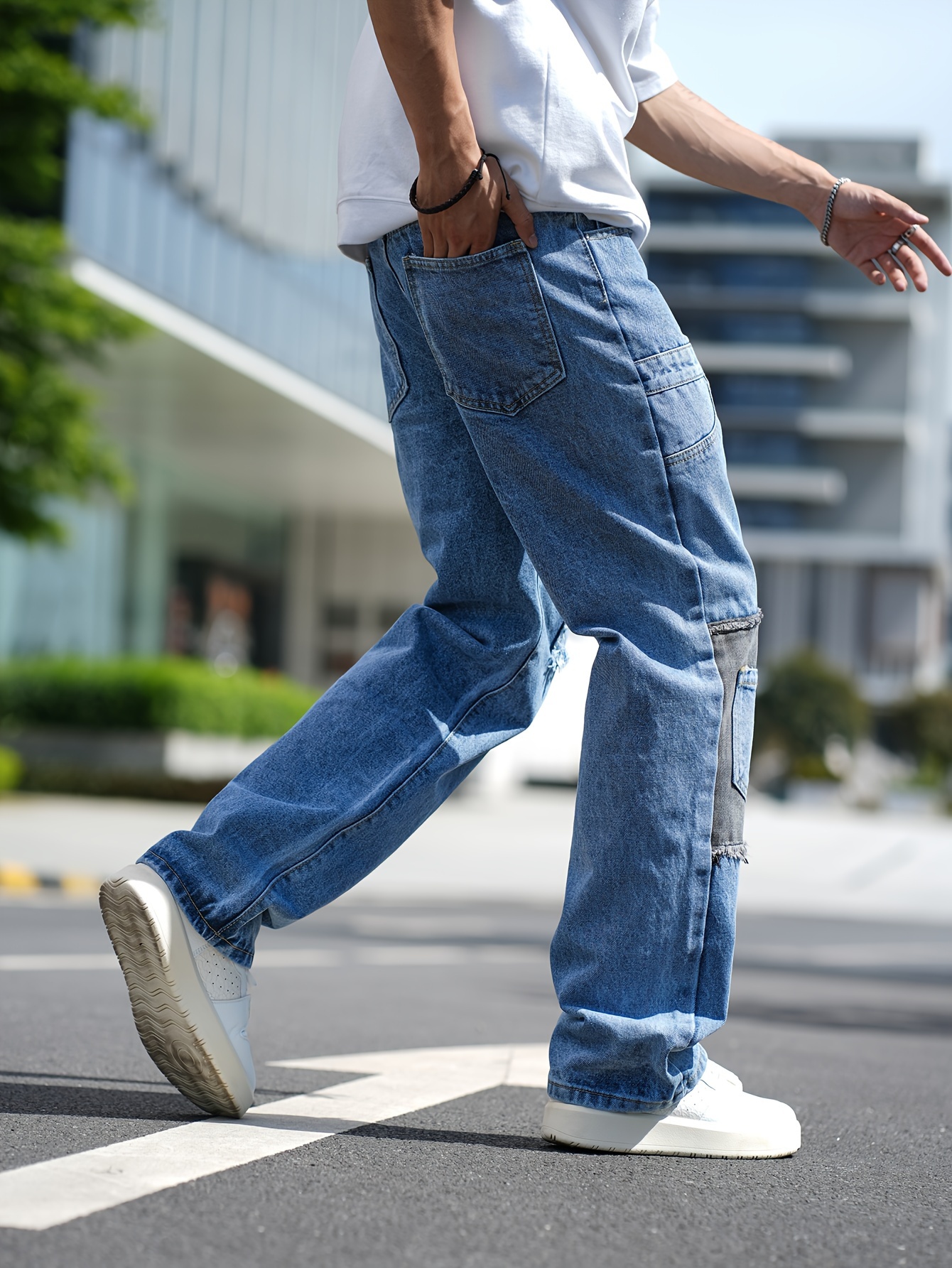 mens hip hop loose fit jeans detail - Temu South Africa