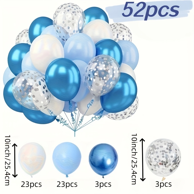 TEMU 52 Macaron Balloons, Metallic Blue Balloon Set, Silvery Sequin Balloons, Party Supplies, Home Decorations, Birthdays, Weddings, Anniversary