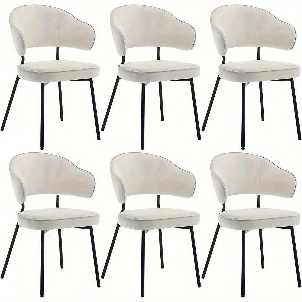 6pcs Dining Room Chairs, Kitchen Chairs, Upholstered Chairs, Lounge Chairs, Living Room Chairs, Design Chairs, With Backrest, Armrests, Metal Legs, Padded