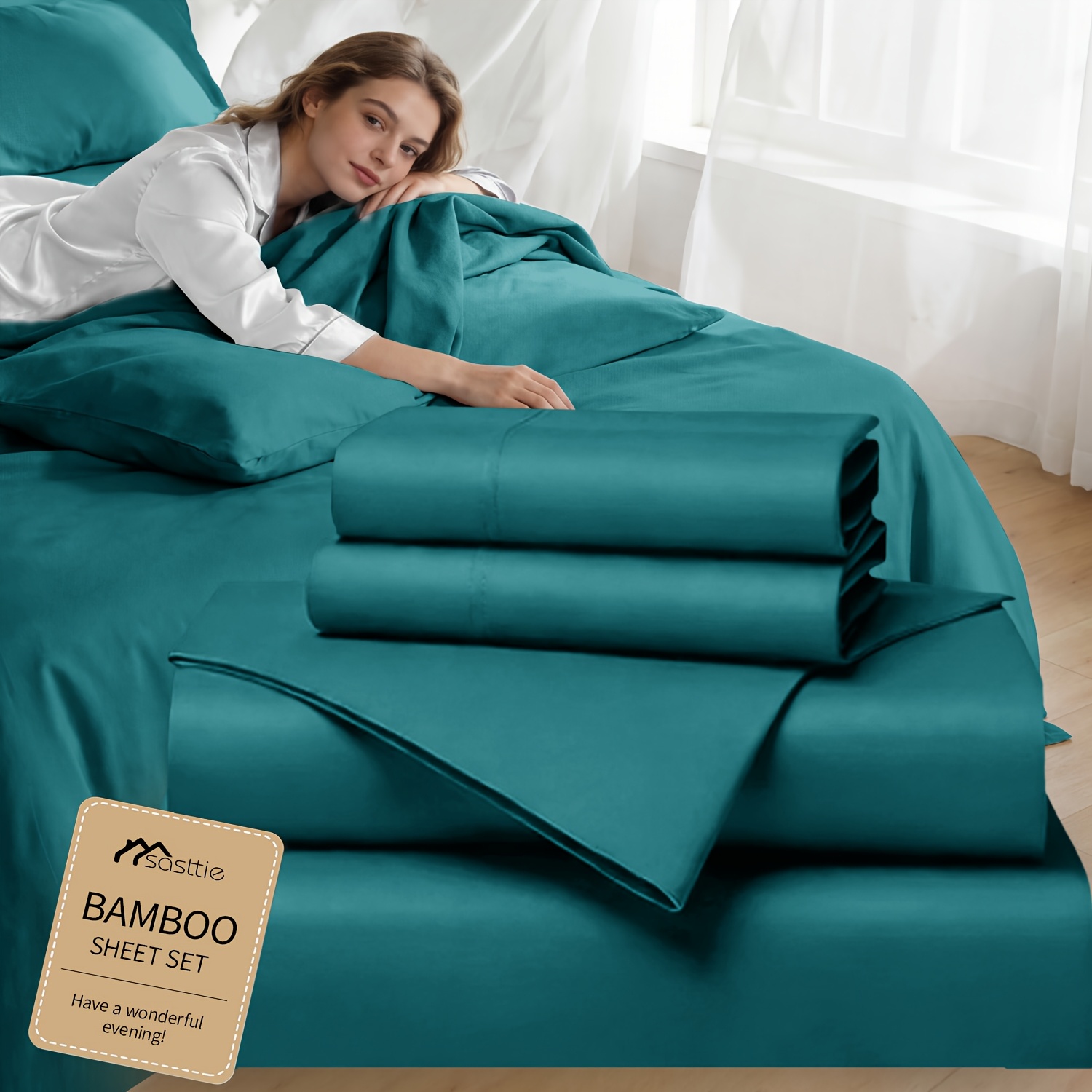 TEMU 4pcs Bamboo Bed Sheet Set - Luxurious Ultra Soft And Breathable Sheet Sets - Extra Deep Pocket Up To 40.64cm, Shrink-resistant, Comfortable