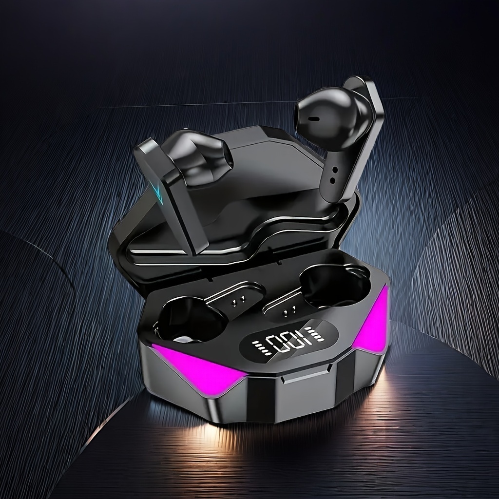 bluetours x15 wireless earbuds with colorful led lights   display extended playtime clear call quality low latency ideal for gaming outdoor use no charger included gaming headphones led light earphones touch control earbuds 6