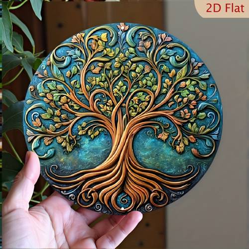 2d flat 2 2d flat printed mandala tree of life wall art decor sign round vintage round metal wall decor suitable for home bar cafe restaurant celebrations easy to hang decor gift idea 2d flat