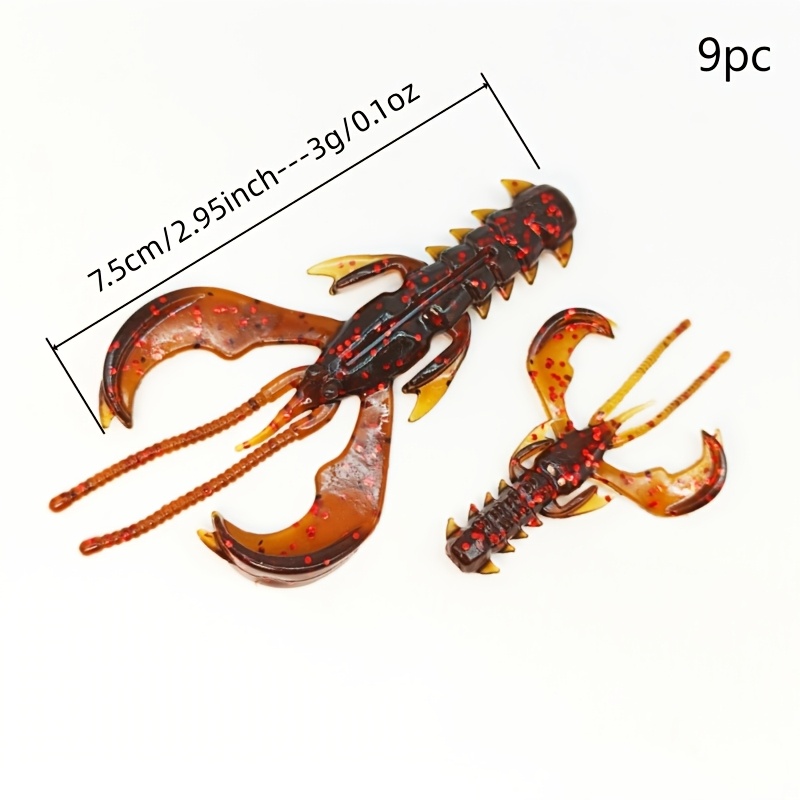 TEMU 9 pezzi, esche da pesca, esca morbida a forma di , materiale galleggiante in TPR, 1.46/2.95In, adatta a ambienti di pesca