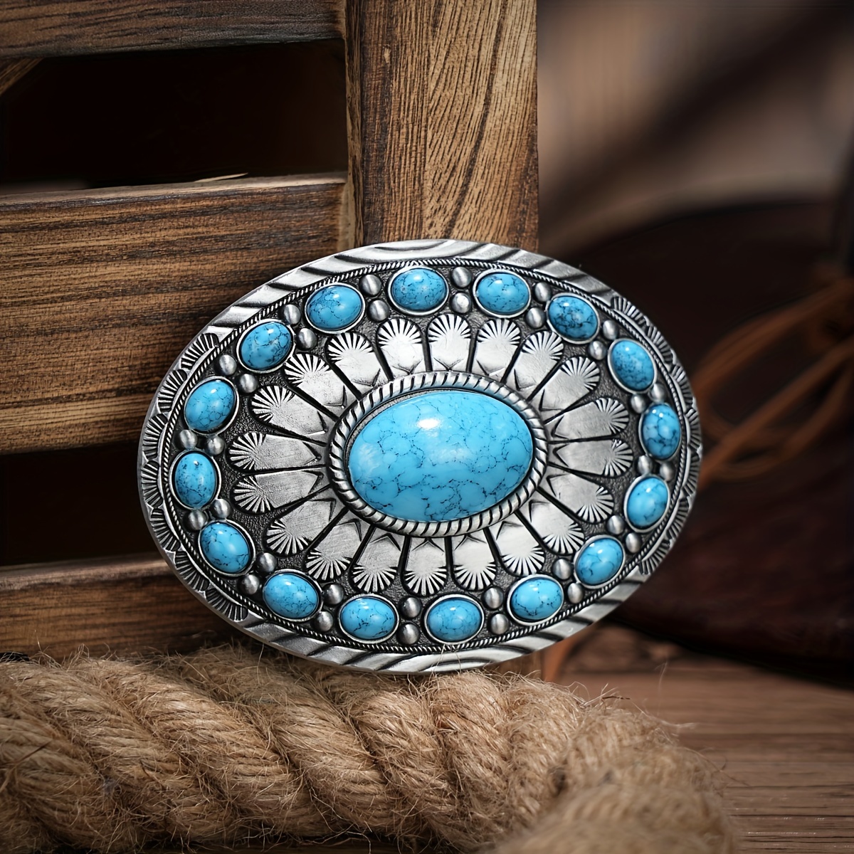 

Bh Vintage-style Silvery Western Belt - Bohemian , Oval Shape For Men