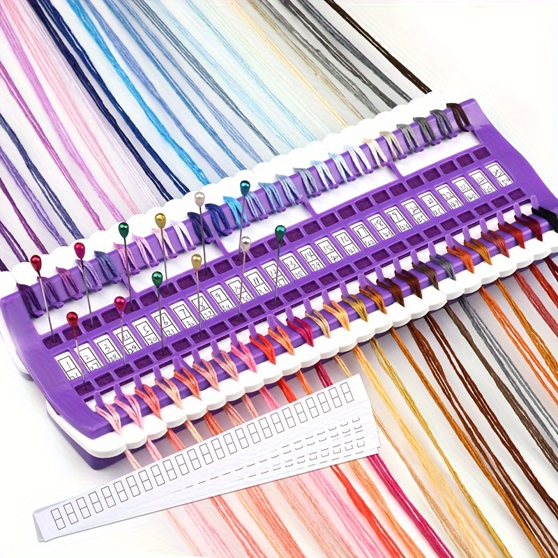 

Purple Embroidery Floss Organizer With 50 Slots - Durable Plastic & Non-woven Fabric, Ideal For Sewing And Stitch , Includes 15 Bonus