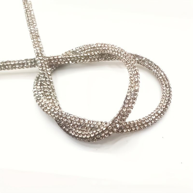 TEMU 42.52-inch Rhinestone Cord Spool - 4mm Wide Sparkling Transparent Rhinestone String, Durable And Flexible Rhinestone Cord, Suitable For Clothing