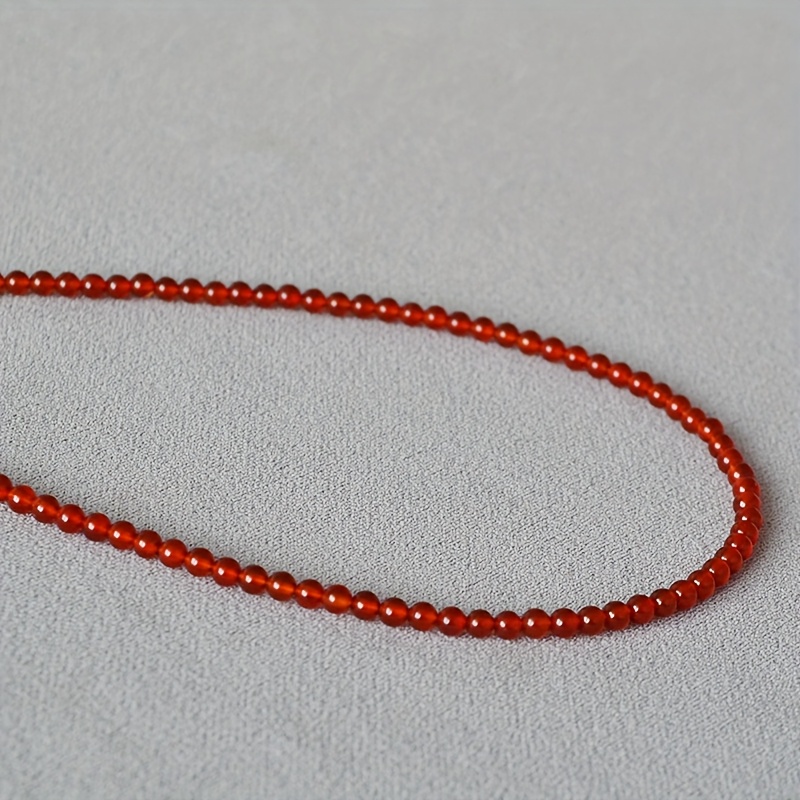 Natural Stone 4Mm Round Carnelian Necklace, Elegant & Fortunate