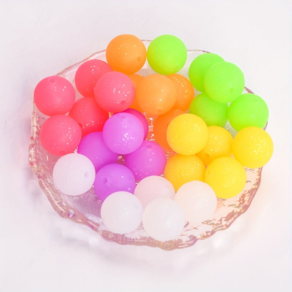 60pcs Glitter Silicone Beads in 6 Vibrant Colors for DIY Jewelry