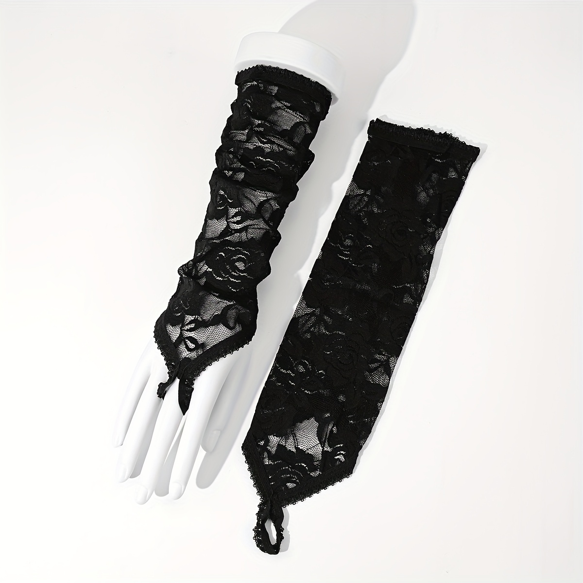 E-shop 1 Paar Damen Handschuhe mit Spitzenmuster, elegant, vielseitig, fingerlos, geeignet zum Ausgehen