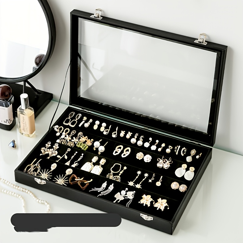 TEMU Boîte de rangement pour bagues / Boîte à à crochet, Boîte à bagues, Plateau à bijoux avec couvercle transparent - Boîte d' pour et pendentifs -