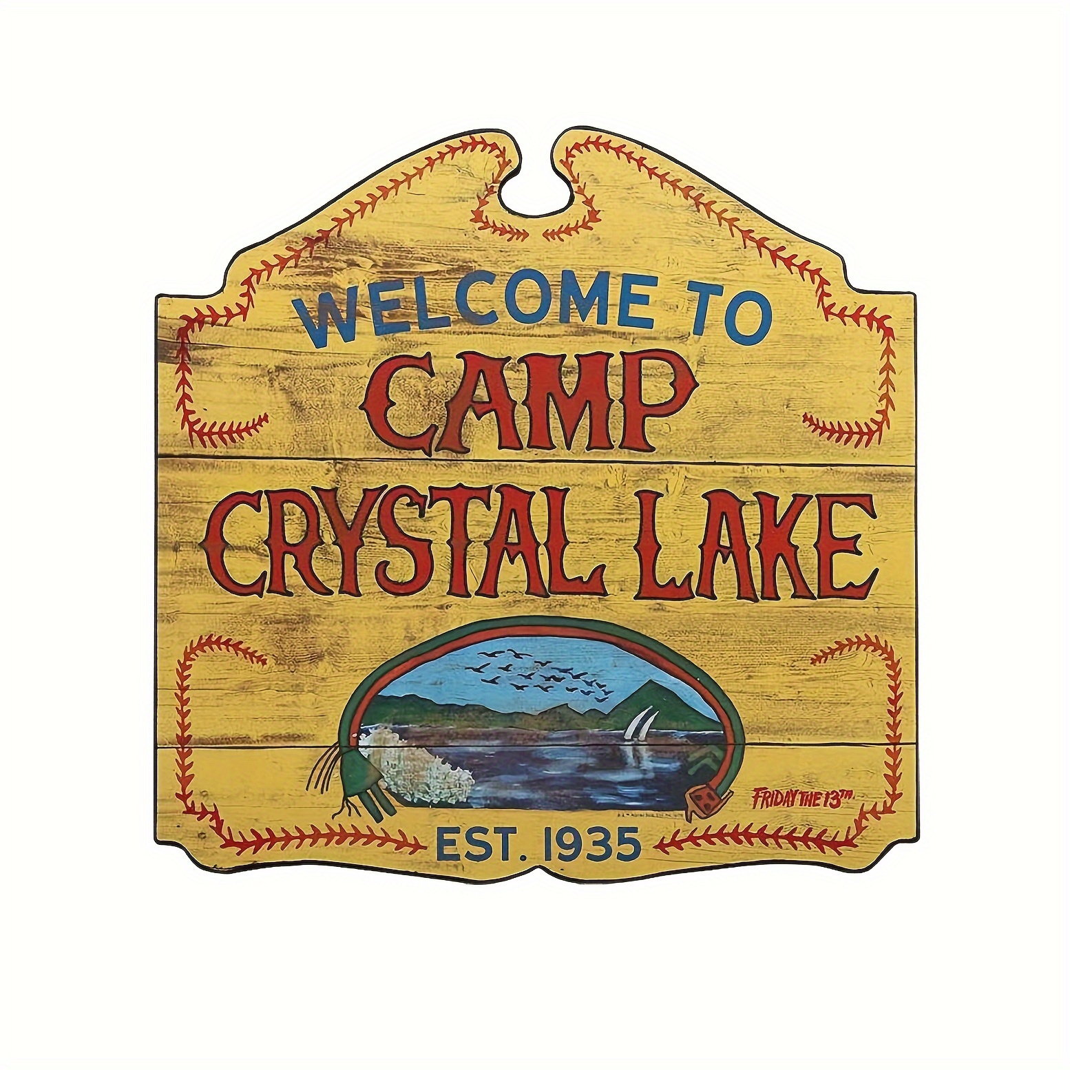 

1pc Rustic Artificial Wooden Welcome Sign, "camp Crystal Lake" Vintage Wall Decor, 12x11.9 Inch, For Restaurant, Bar, Cafe, Garage Decor