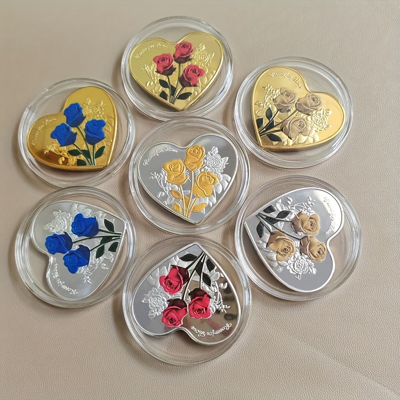 

7pcs Valentine's Day Replica Coin Set - Collection Iron , Suitable For Gifts And Party Favors