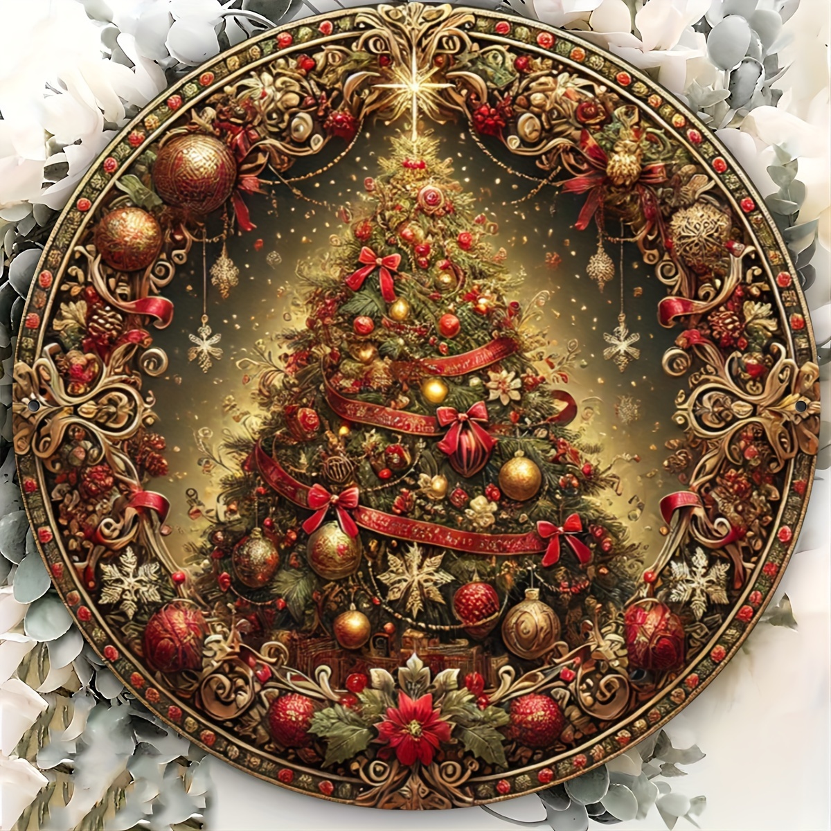 

Aluminum Christmas Tree Engraving Art Plate - Decorative Foil Embossed Wall Hanging Decoration For Home, Living Room, Bedroom, Office, Hotel, Cafe And Bar, Garden Sign Decor 7.8 Inches