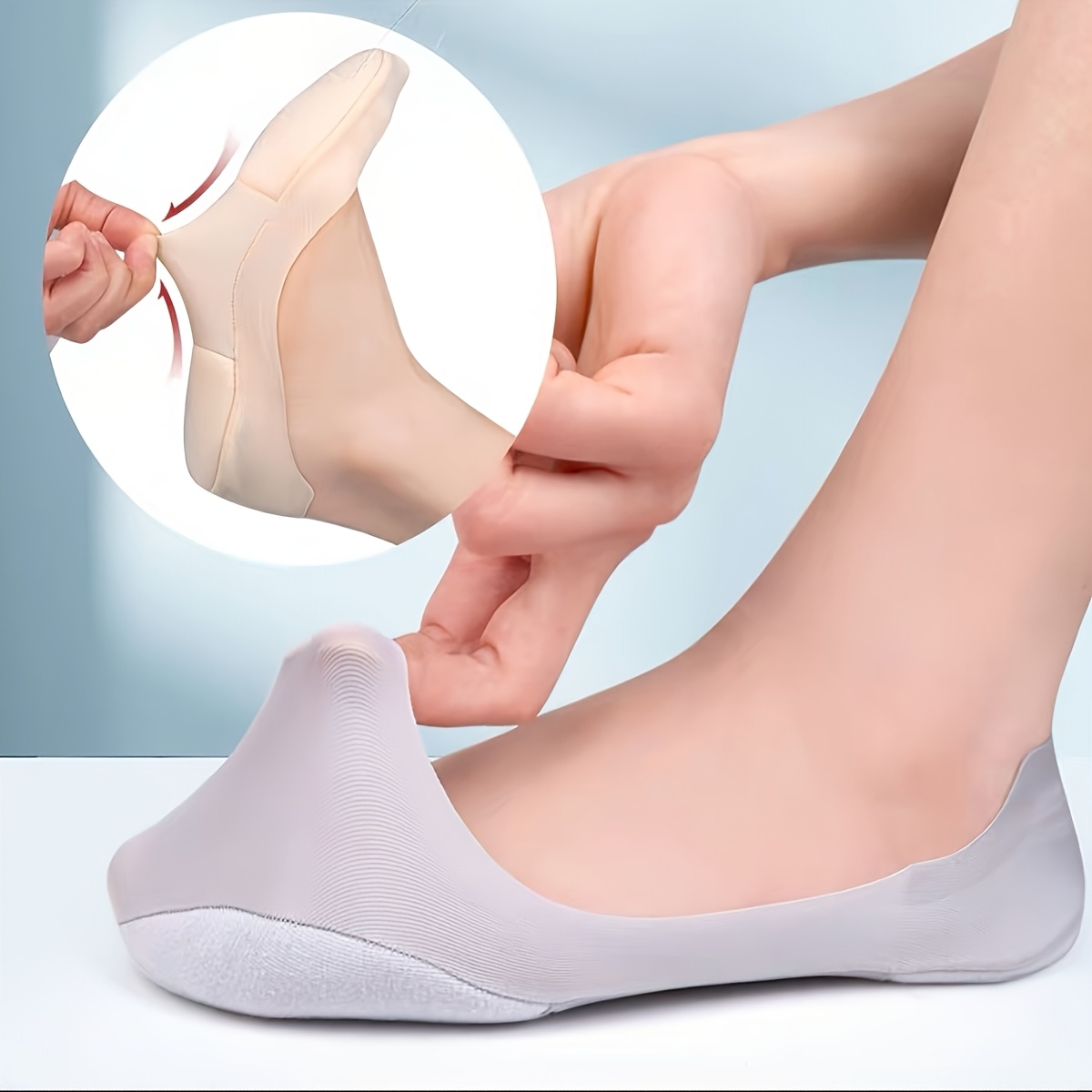 2 piezas de almohadillas   invisibles para calcetines de corte  , plantillas interiores antideslizantes y cómodas para calzado Detalles del producto 4