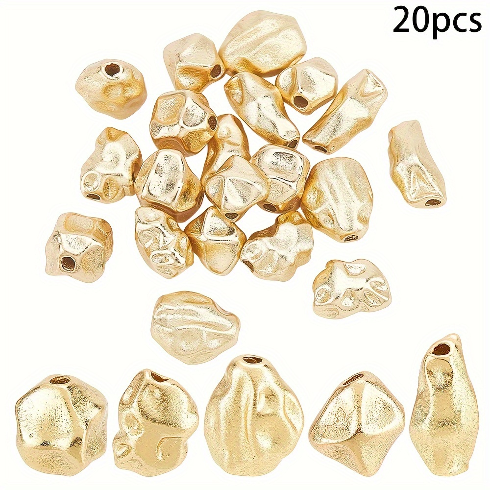 

1box 20pcs, Twist Brass Beads, , 18k Golden Plated Irregular Spacer Beads, Twist Nuggets Craft Loose Beads, For Necklace Bracelet Making