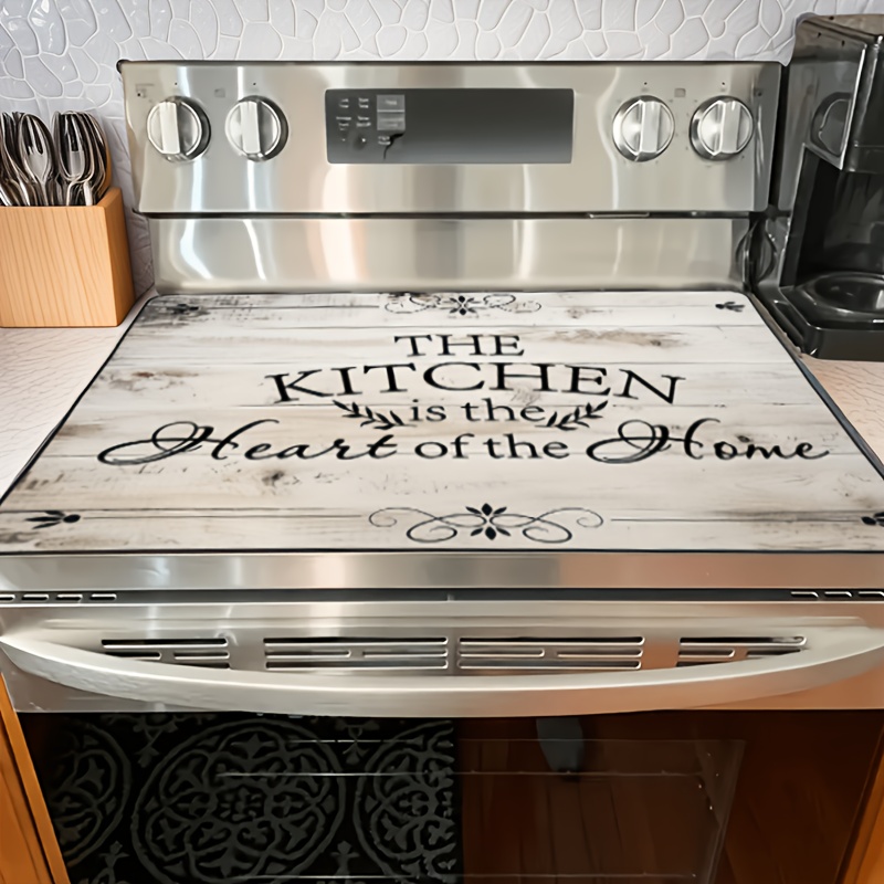 TEMU 1pc, Print Design, Pattern Decorative Stove Elegant Style, Suitable For Flat Top Oven, Dryer, Coffee Maker And Kitchen Decoration, Stove Top