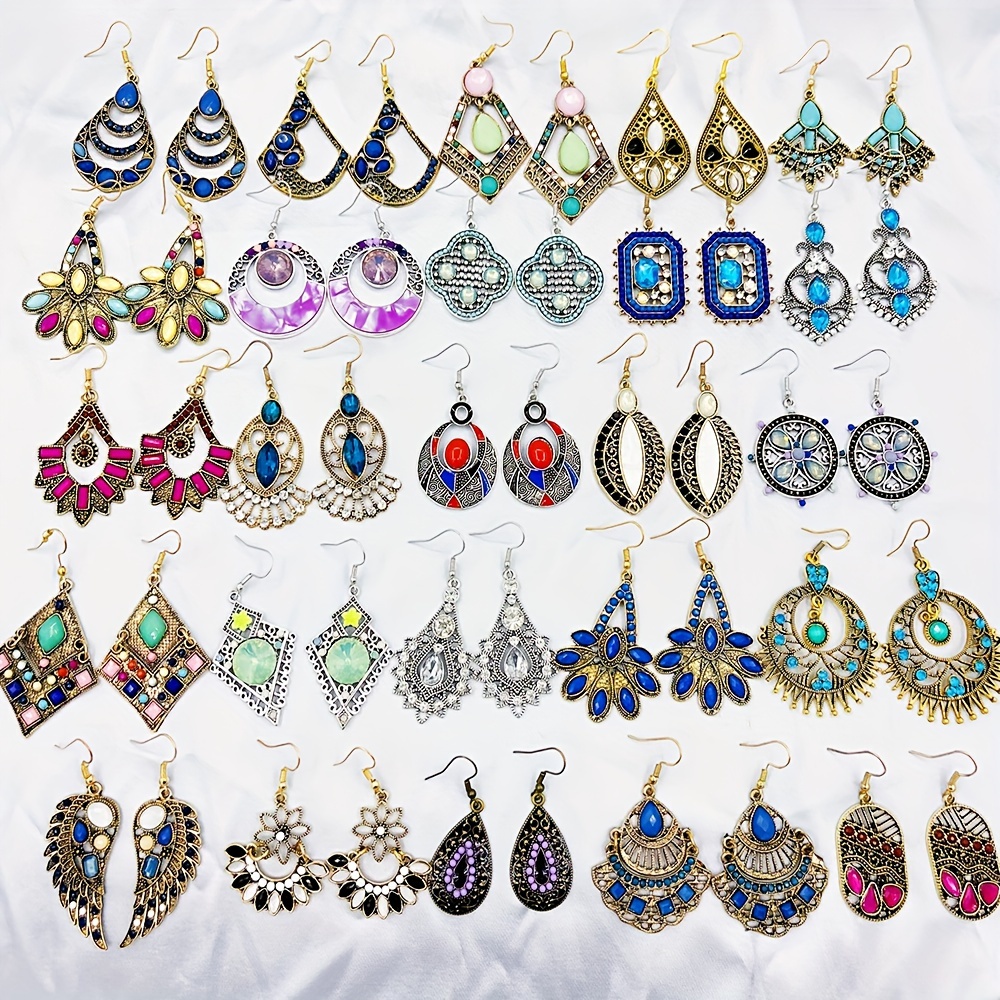 

10 Pairs/pack Retro Ethnic Zinc Alloy Women's Earrings Elegant And Trendy Mixed Styles Multi-piece Set Earrings Party Wedding Earrings Fashion Jewelry Gift Random Delivery Opp Bag Packaging