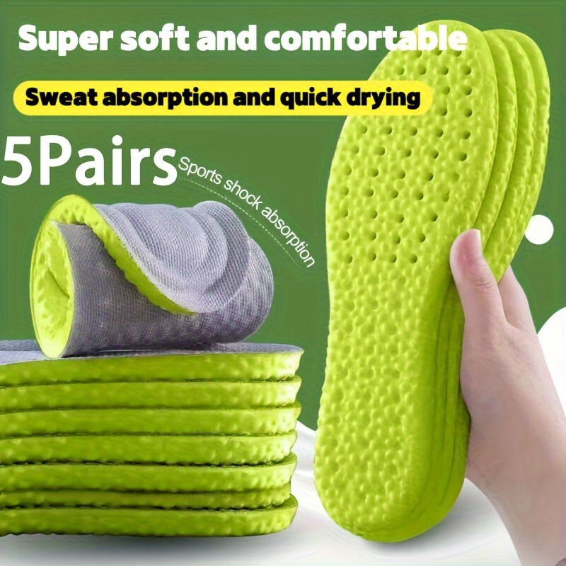 

5 Pairs Sponge Insoles With Arch Support - Breathable, Sweat Absorbing Quick Dry, Soft Cushioning Shock-absorbing Replacement Shoe Inserts For Men And Women