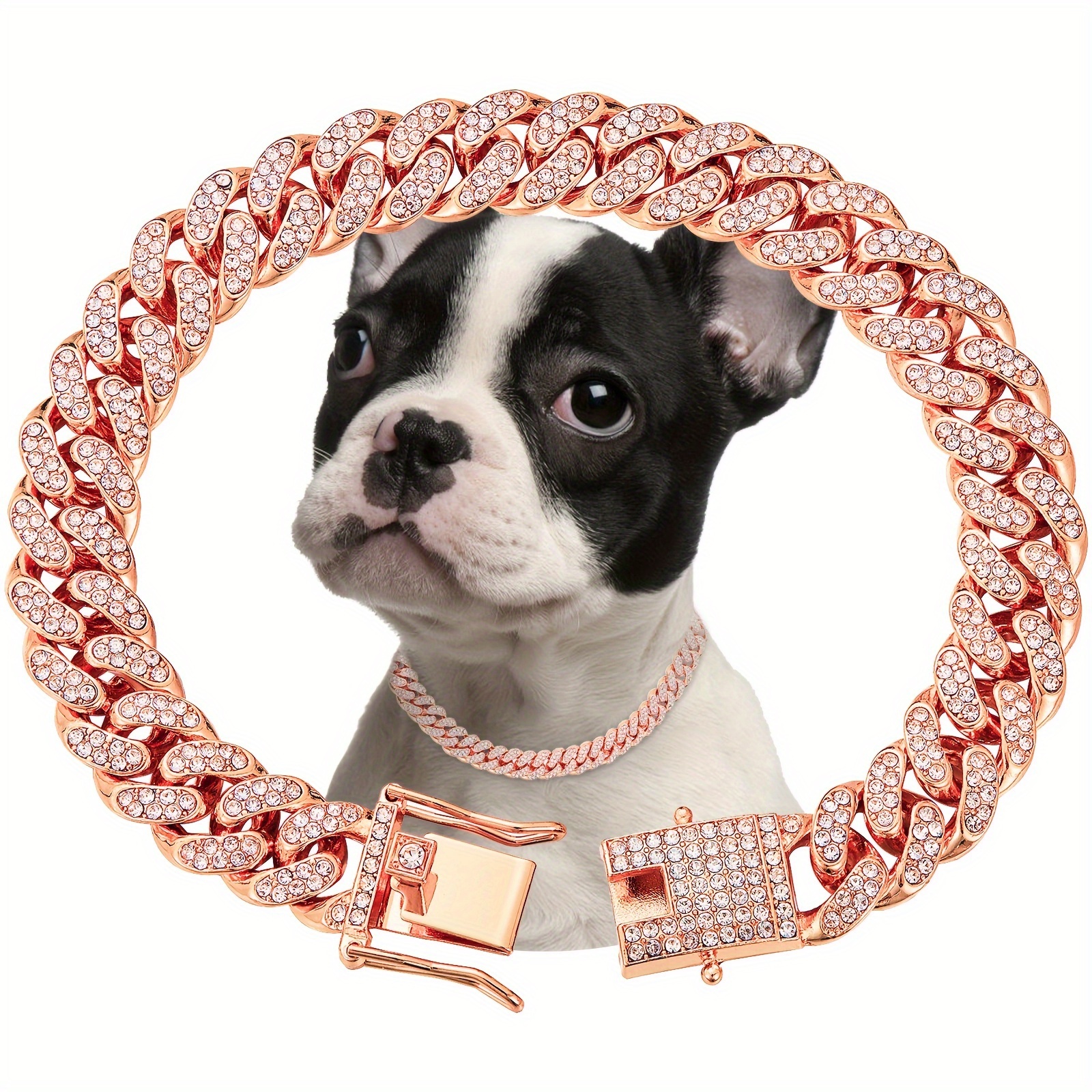 sparkling diamondoid dog collar metal chain le Temu