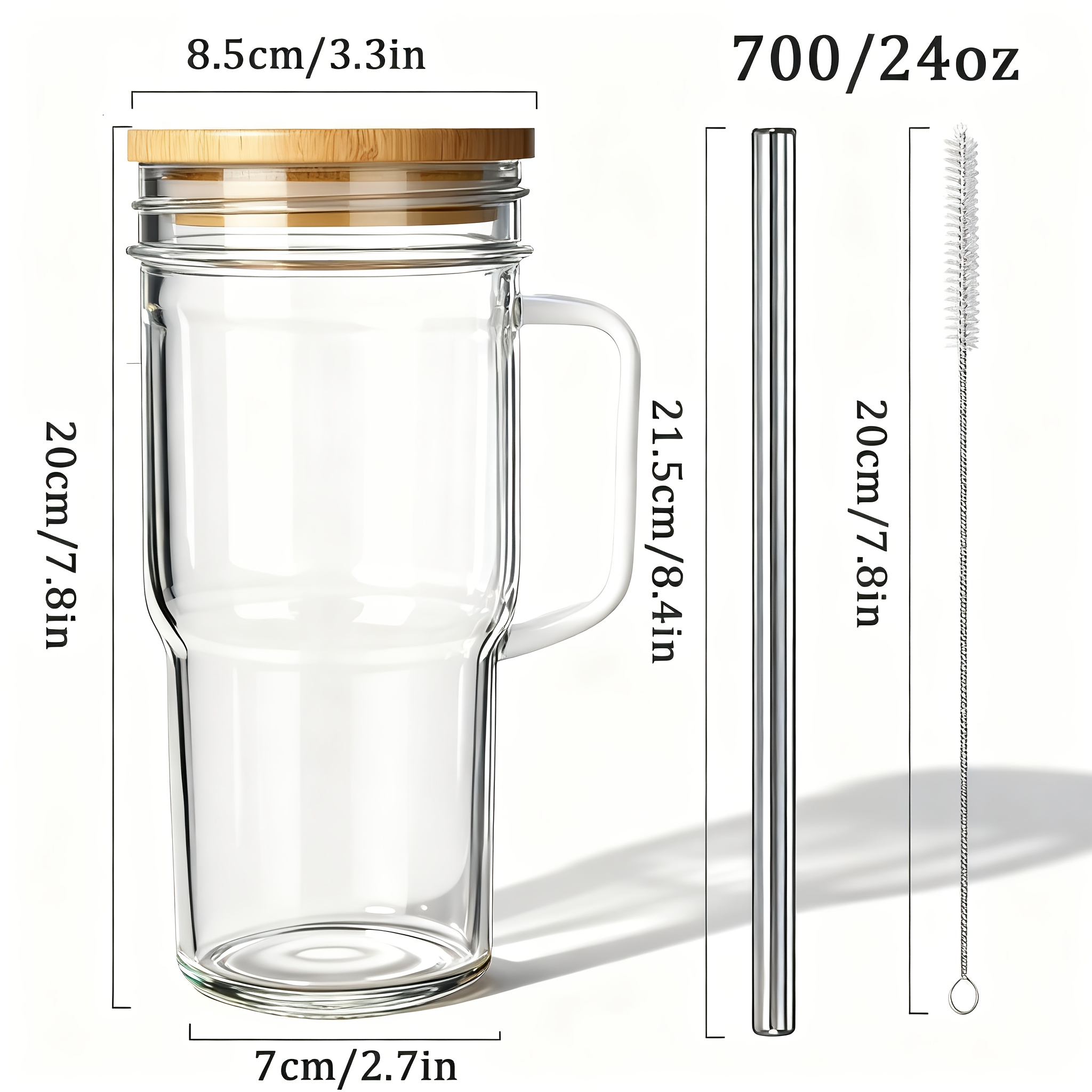 4 2 1pc glass cups lids straws 24oz 700ml glass tumbler - Temu