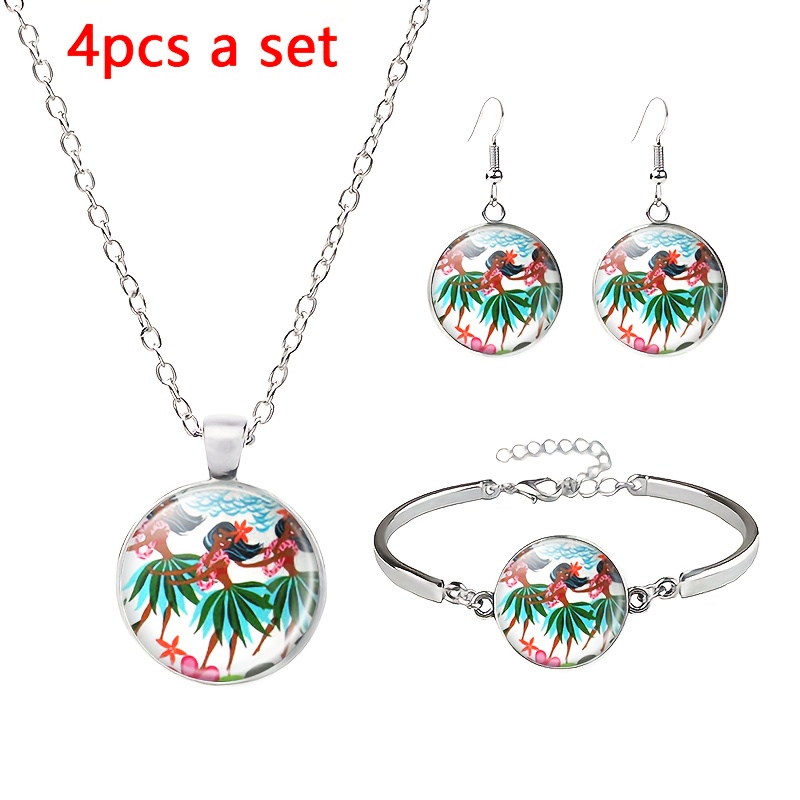 4pc Tropical Style Hawaiian Dancer Decorative Jewellery Set