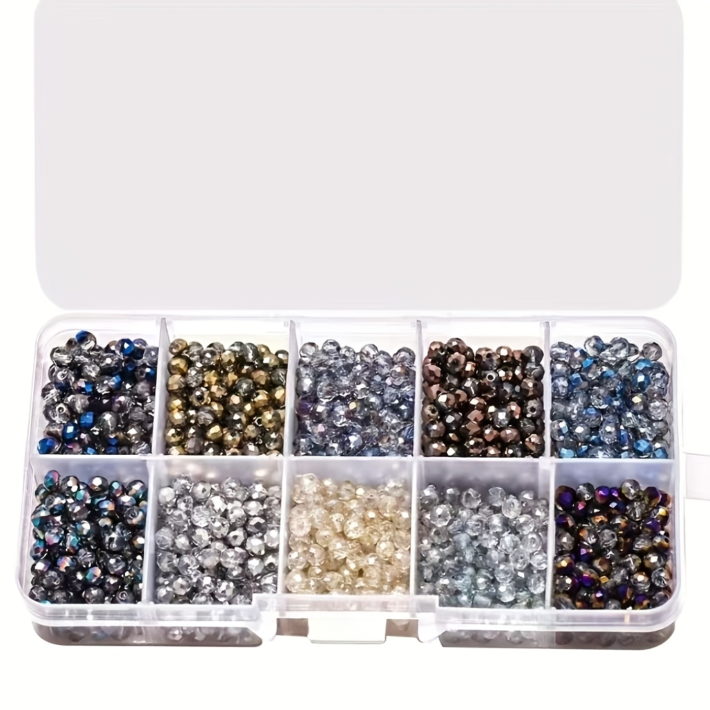 TEMU A Box Of 1002pcs Of 4mm Glass Beads, Flat Beads In Colors, Handmade Bead Materials For Clothing Additions, Sewing Supplies, Decorative Beads For