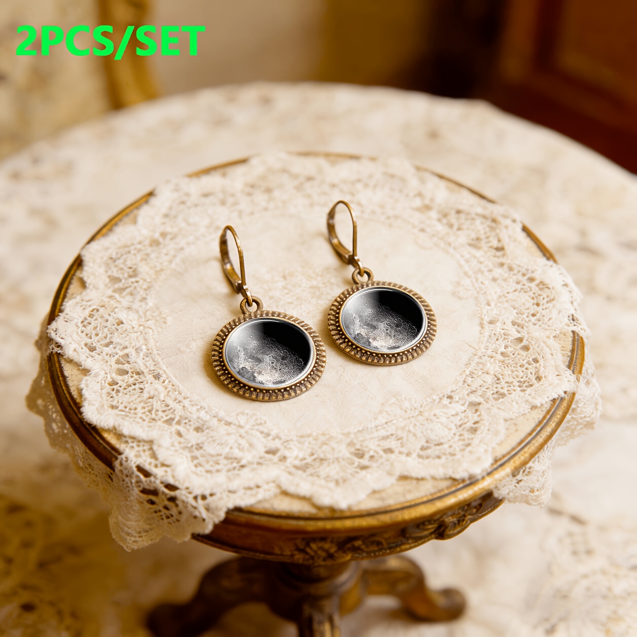 2pc Cyan Classic Pendant Earrings Set