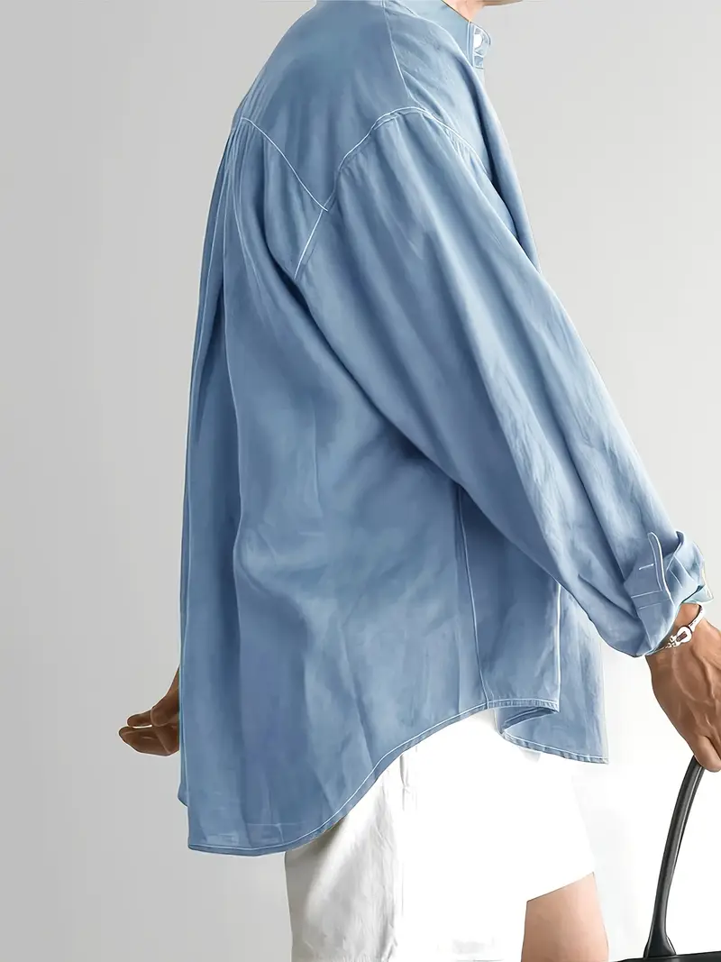 mens olive green white contrast dress shirt classic collar h size fit long sleeve button up button collar shirt for business casual outdoor casual attire machine washable formal blouse Product details 3