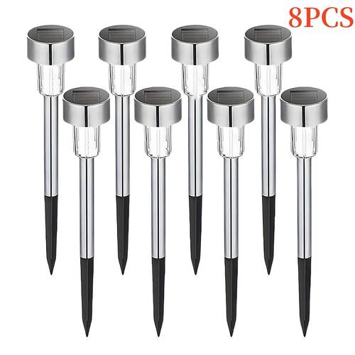 8 10pcs outdoor solar landscape lawn lights durable lighting for yards gardens and driveways stainless steel construction with switch control installation hardware included solar rechargeable nickel battery 40mah