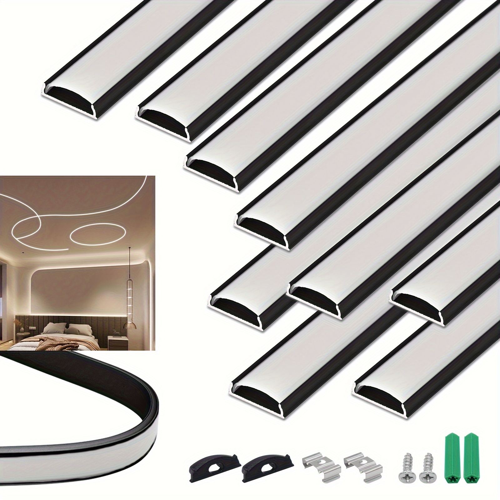 

10- 1.65ft./0.5m Led Size 17*4mm Silvery Ultra-thin Aluminum Groove Shade Manually Bendable Aluminum Housing Track For Strip Light Anodized Arc Mounting