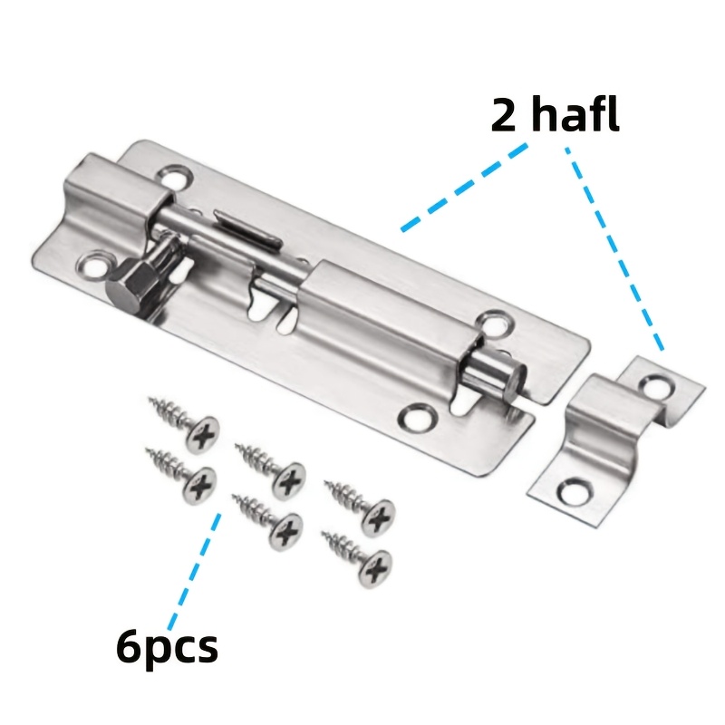 TEMU 2pcs Half Locks With 6pcs Installation Screws, 8pcs Set Of Corrosion-resistant Stainless Steel Bucket Locks With Brushed End, Suitable For