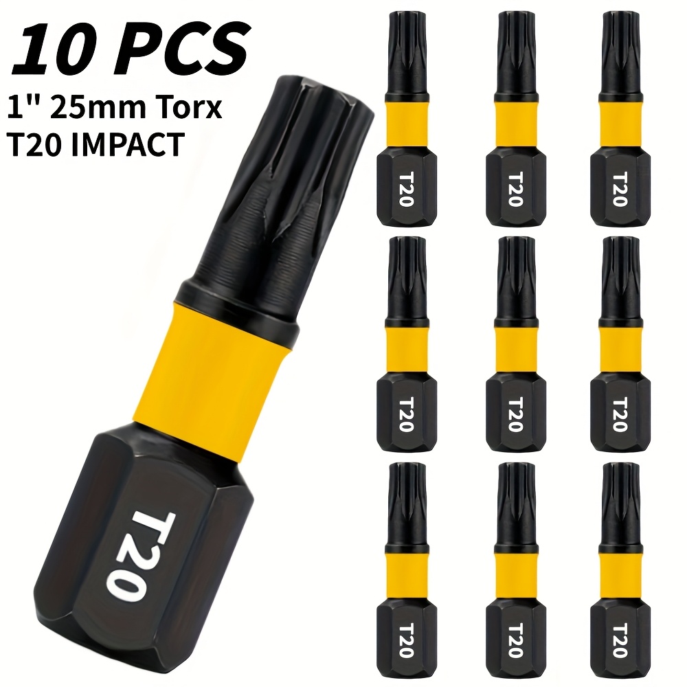 Image of 5/10/20pcs Of Torx T20 Impact Screwdriver Bits, Insert Bits, Durable Screwdriver Heads, Suitable For Plastic, Wood, And Metal Projects! - Perfect For Home, Office, Use