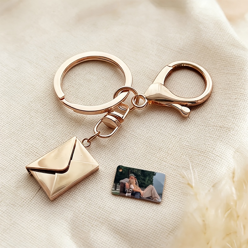 TEMU Custom Photo Keychain Stainless Steel, Personalized Photo Keyring Unisex Couple Gift Anniversary Jewelry Casual Attire Birthday Gift For