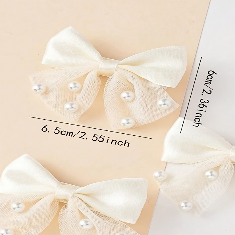 

Elegant Cute Lace Bow Tie Clips With Pearl Accents, Single Individual Color Matching Bow Hair Shoe Hat Accessory For Ages 14+