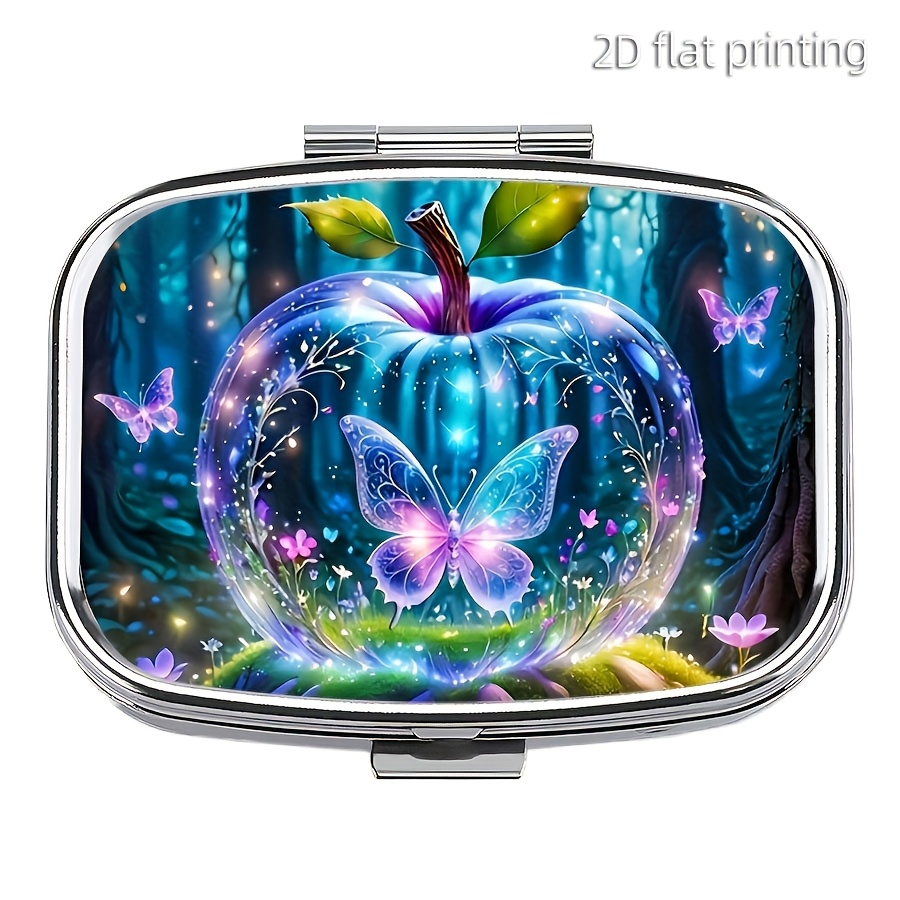 1pc Mystery Pill Box With 2 Compartments, Portable Pocket-sized Decorative Medicine Case, Vitamin Organizer For Travel & Purse, Unique Gift Idea
