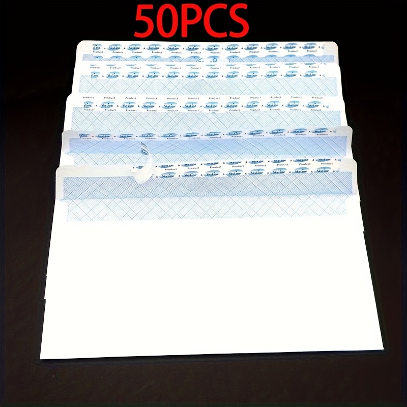 50 White Self-sealing Envelopes Measuring 22.5×11.5cm - Featuring A Matte End With Blue Security Tape, Suitable For Weddings, Valentine's Day, Engagements